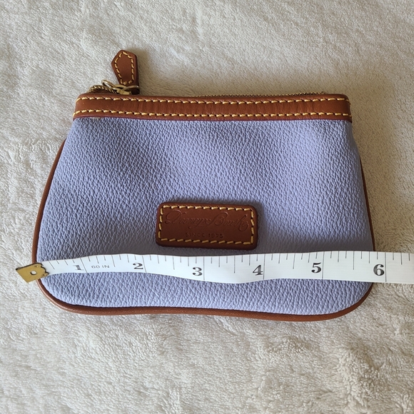 Dooney & Bourke Leather Lavender Coin Pouch Brown Trim Wallet - Picture 9 of 9